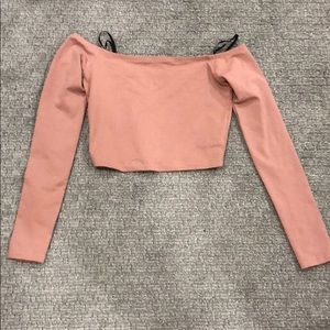 Off the shoulder long sleeve crop top